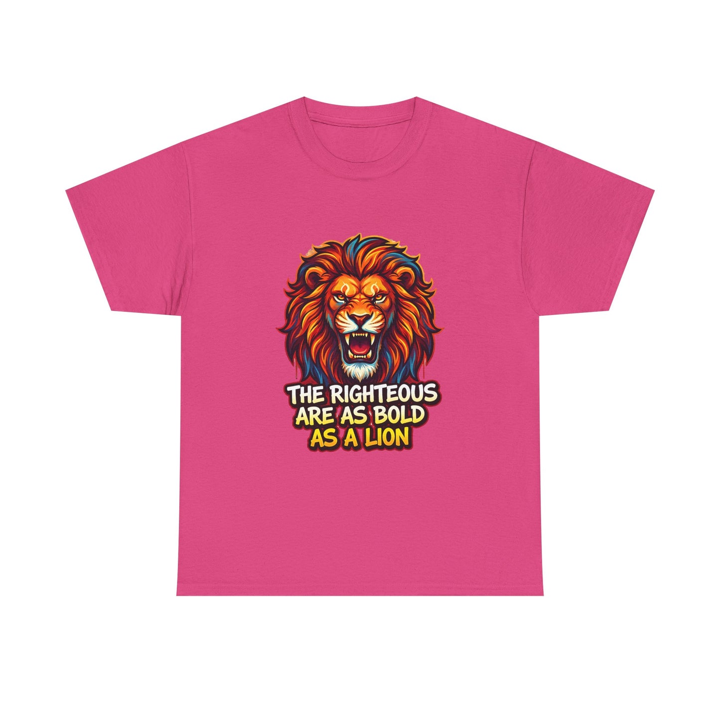Righteous Bold Lion Graphic Tee | Roaring Lion Illustration, Motivational Quote