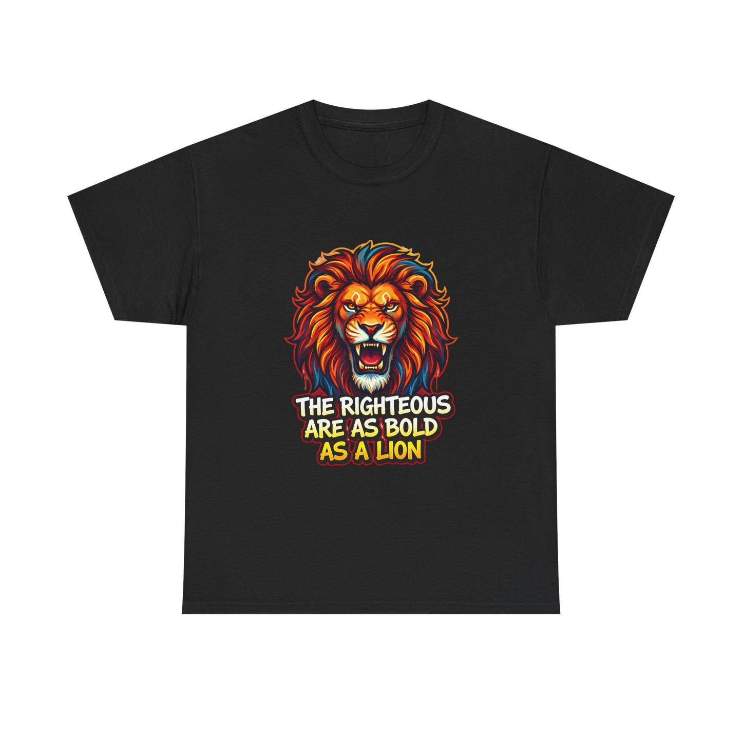 Righteous Bold Lion Graphic Tee | Roaring Lion Illustration, Motivational Quote