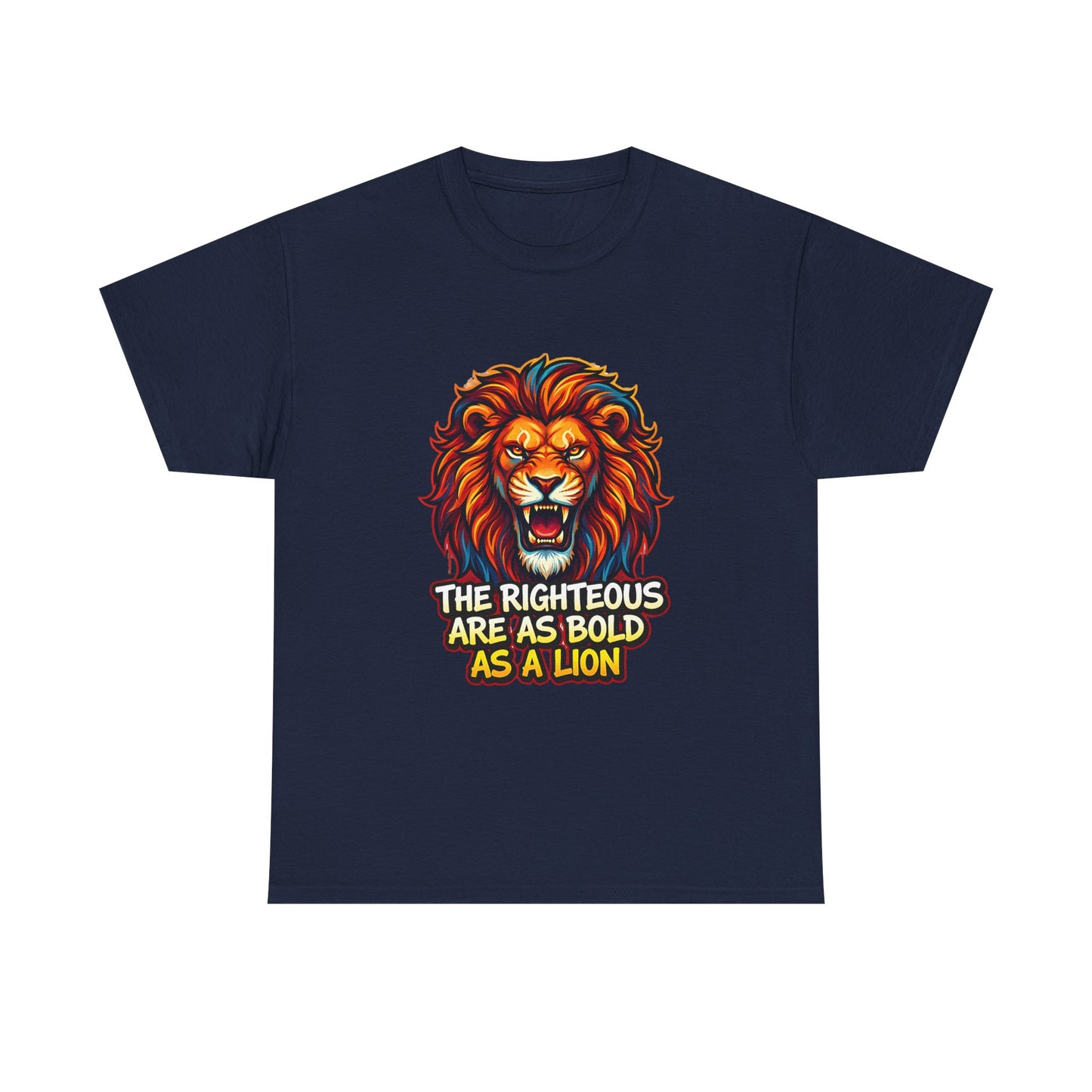 Righteous Bold Lion Graphic Tee | Roaring Lion Illustration, Motivational Quote