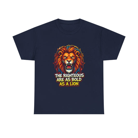Righteous Bold Lion Graphic Tee | Roaring Lion Illustration, Motivational Quote